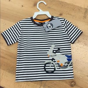 Striped boys tee with police appliqué 🏍